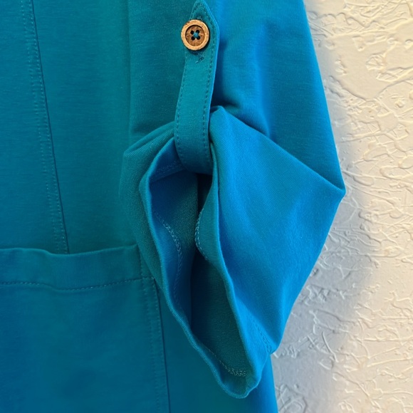 SUSAN GRAVER 2X TURQUOISE HOODED BUTTON DOWN SWEATSHIRT JACKET - Picture 7 of 13